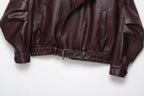 Women's Belted Faux Leather Jacket – Relaxed Bomber
