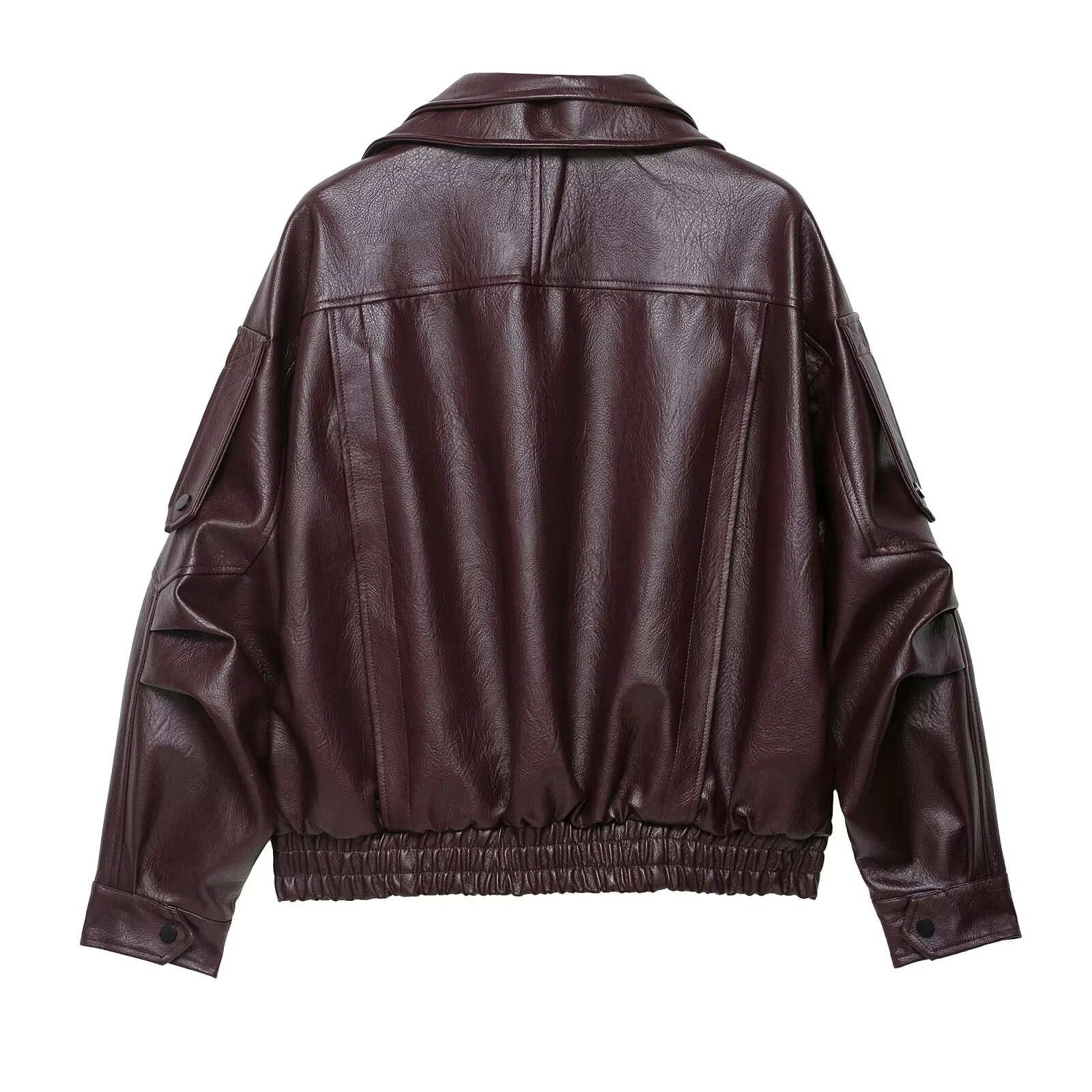 Women's Belted Faux Leather Jacket – Relaxed Bomber