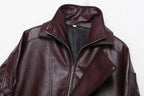 Women's Belted Faux Leather Jacket – Relaxed Bomber