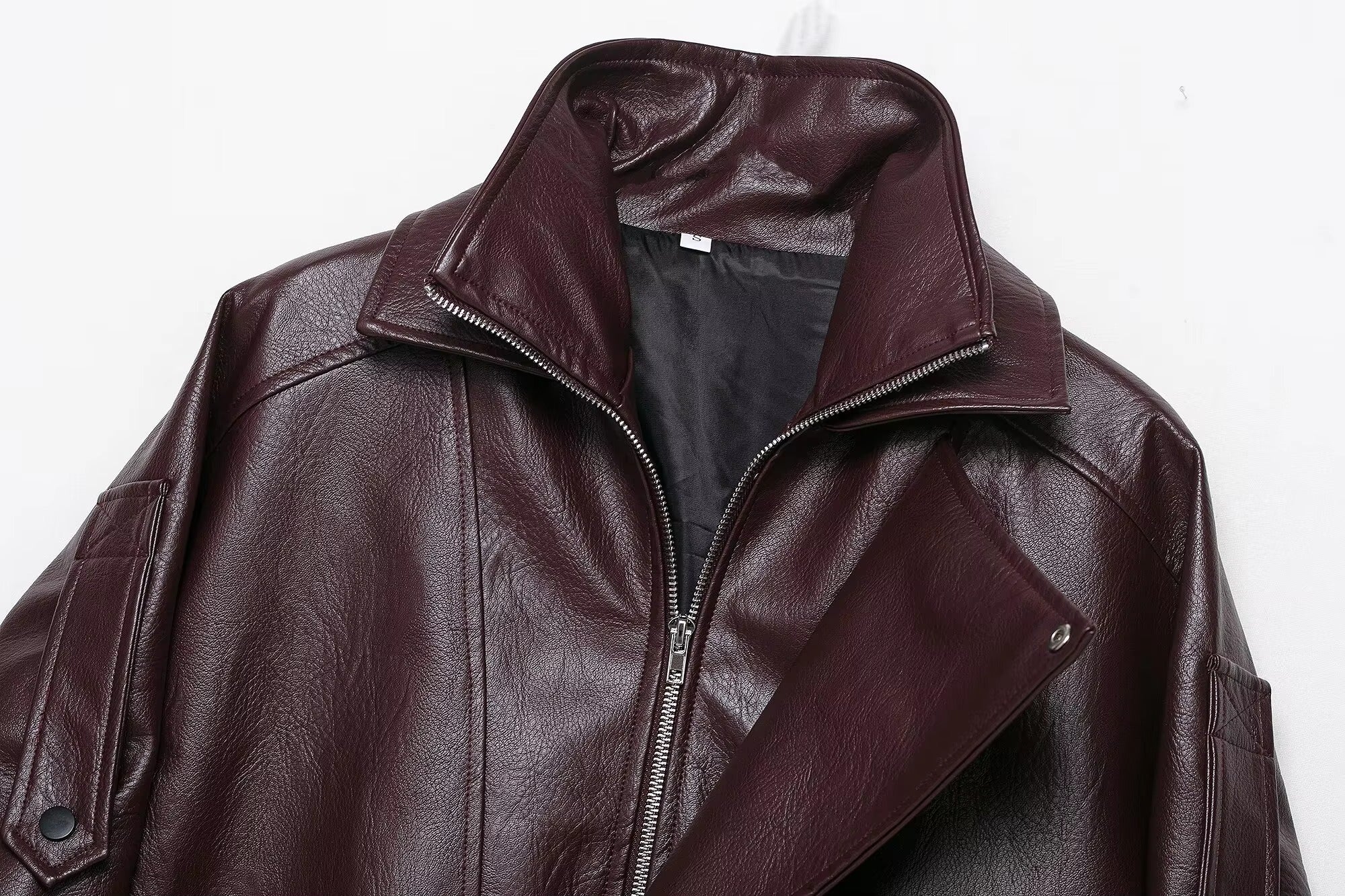 Women's Belted Faux Leather Jacket – Relaxed Bomber