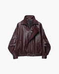 Women's Belted Faux Leather Jacket – Relaxed Bomber