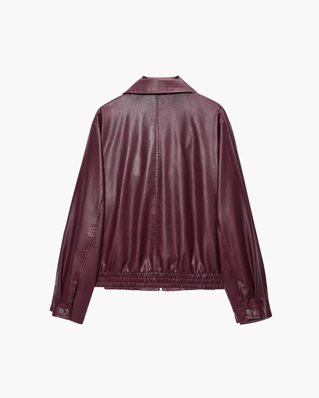 Women's Collared Faux Leather Jacket – Cropped Bomber