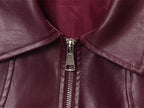 Women's Collared Faux Leather Jacket – Cropped Bomber