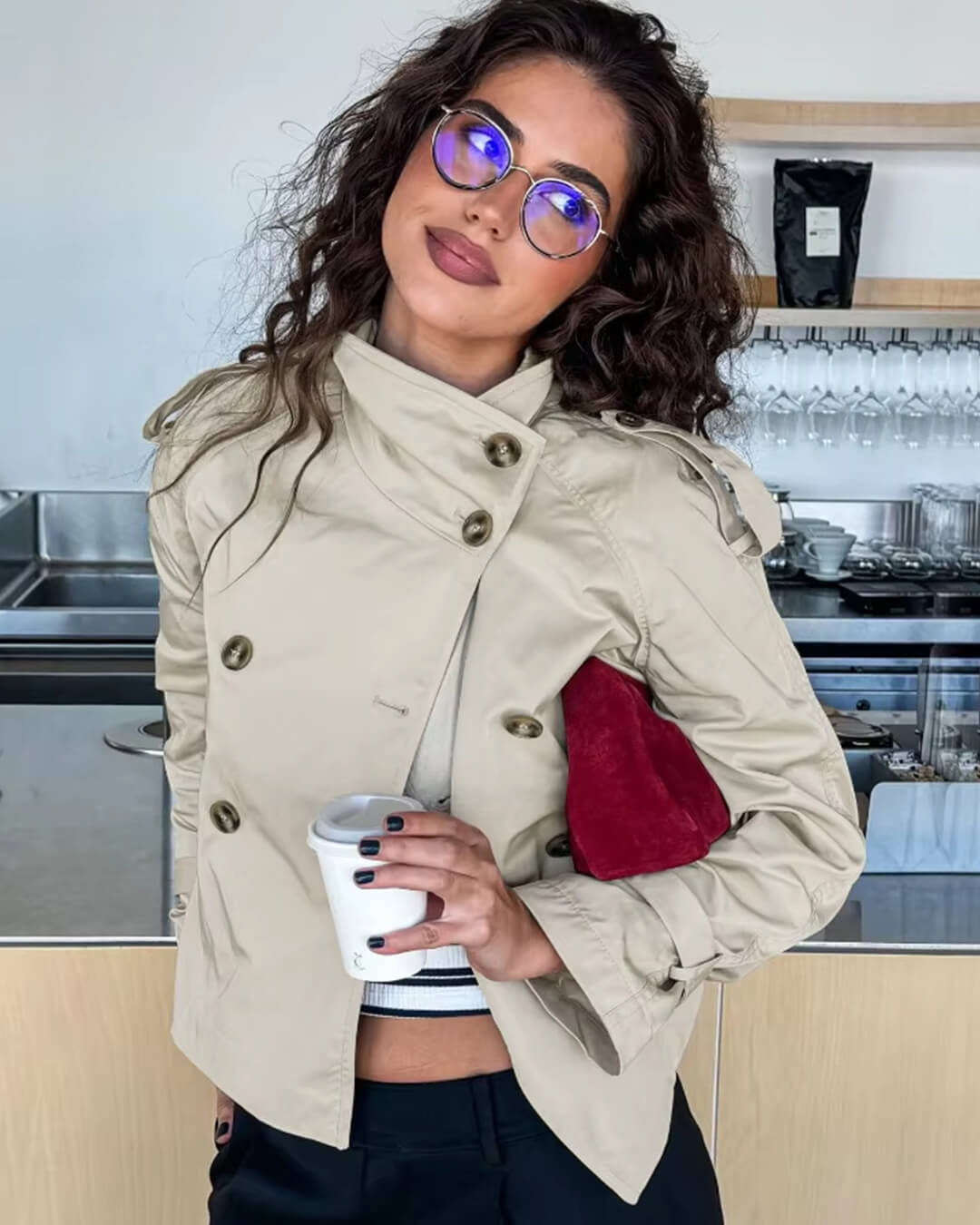 Women's Belted Trench Coat – Cropped Smart Layer
