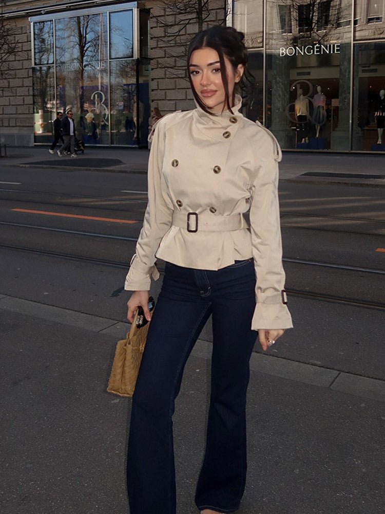Women's Belted Trench Coat – Cropped Smart Layer