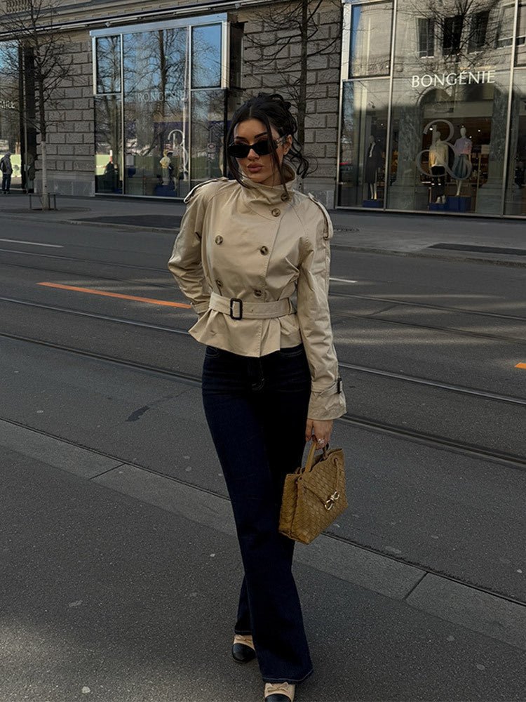 Women's Belted Trench Coat – Cropped Smart Layer