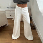 Women's Ribbed Knit Lounge Pants – Wide-Leg Fit