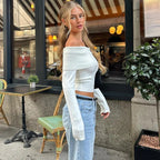 Women's Off Shoulder Sweater – Foldover Slim Fit