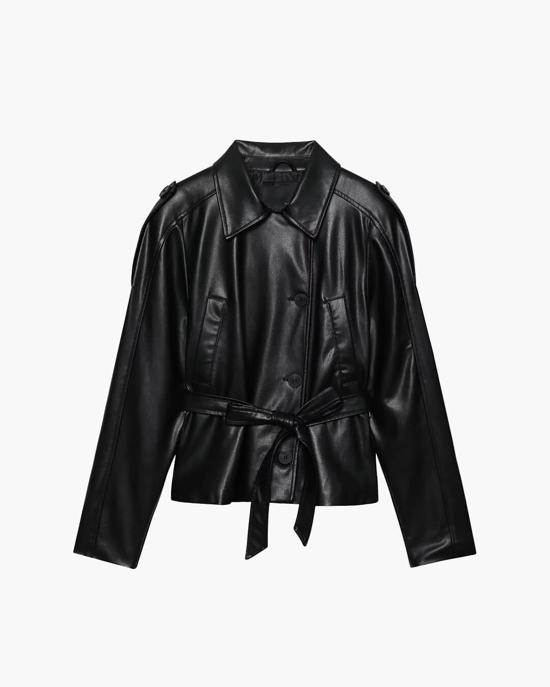 Women's Lace-Up Faux Leather Jacket – Blazer Style