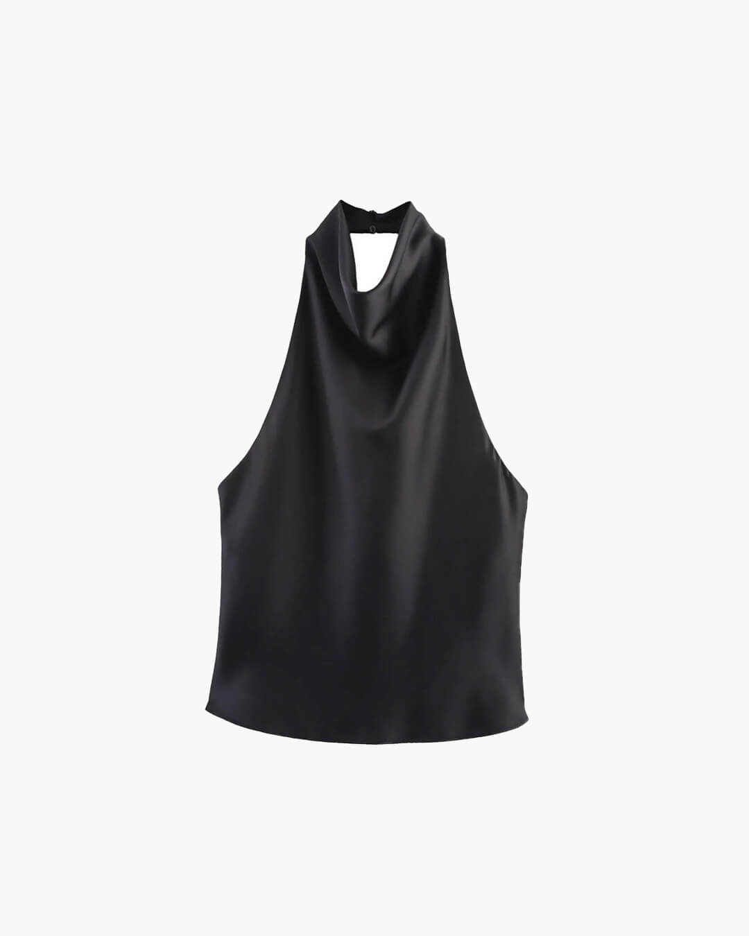 Women's Cowl-Neck Satin Top – Open-Back Halter
