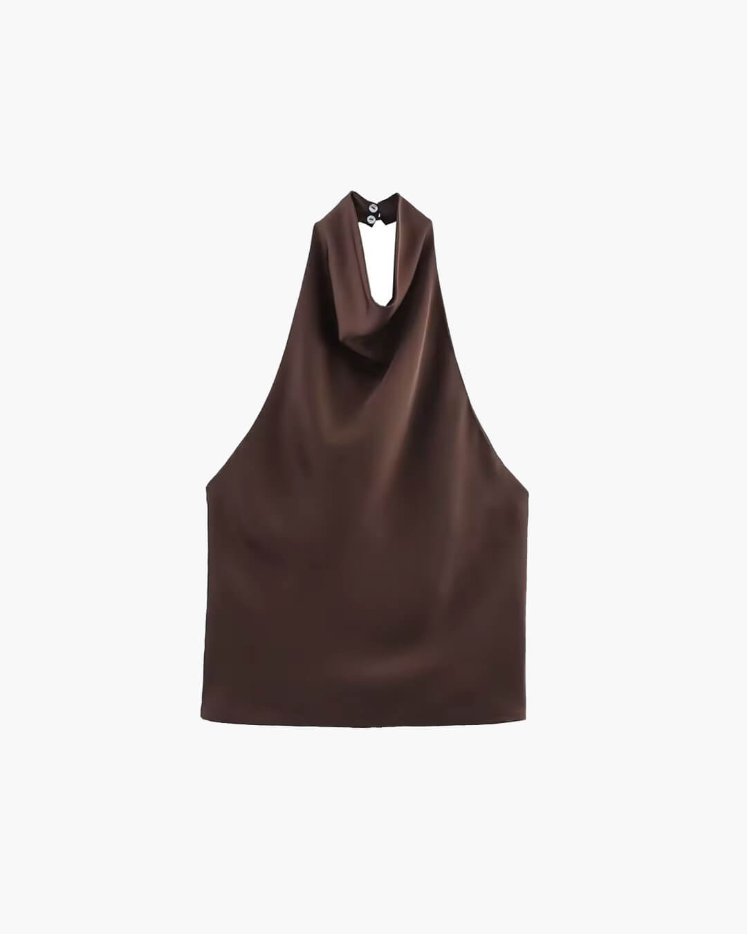 Women's Cowl-Neck Satin Top – Open-Back Halter