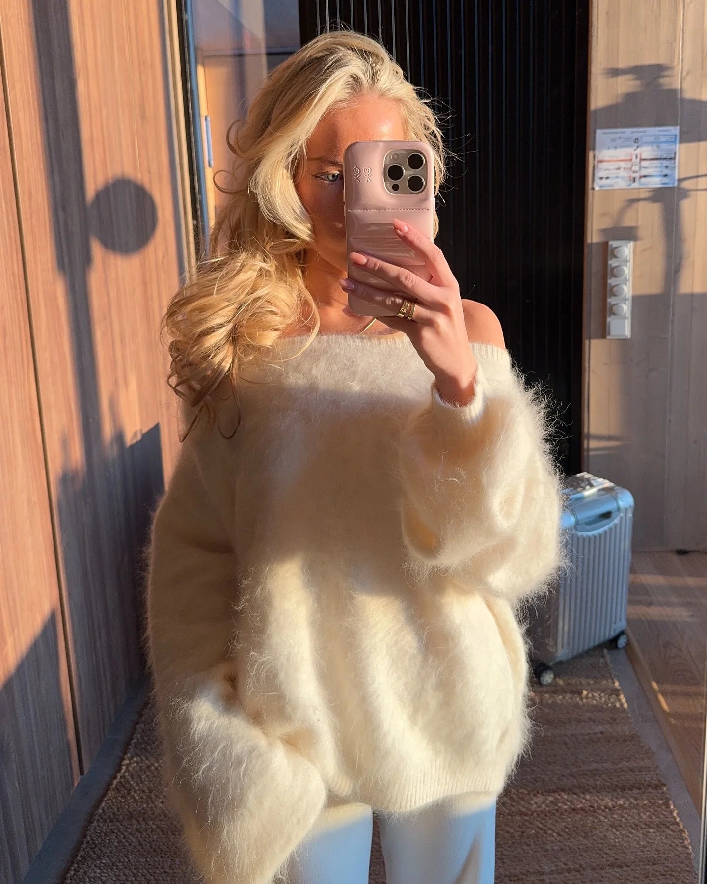 Women's Off Shoulder Sweater – Fuzzy Relaxed Fit