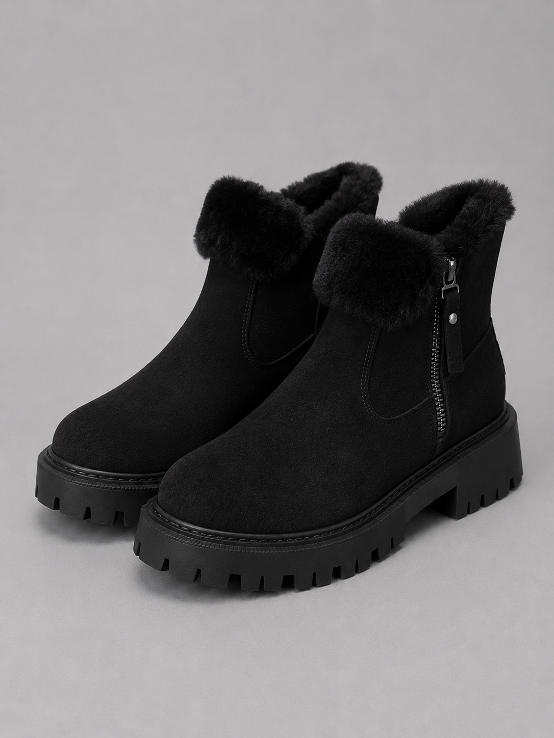 Suede ankle boots faux fur lined for women – product image 4