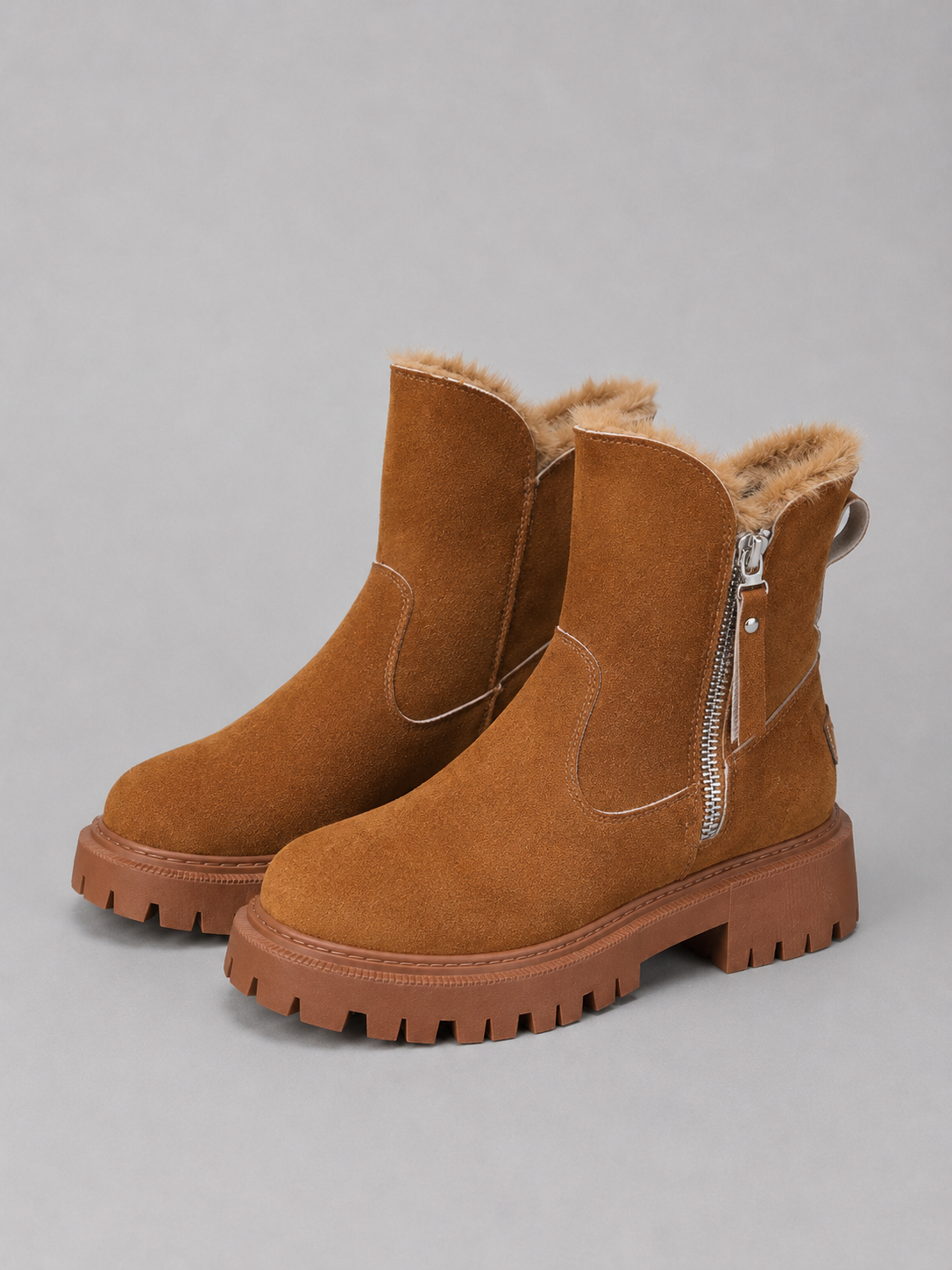 Suede ankle boots faux fur lined for women – product image 6