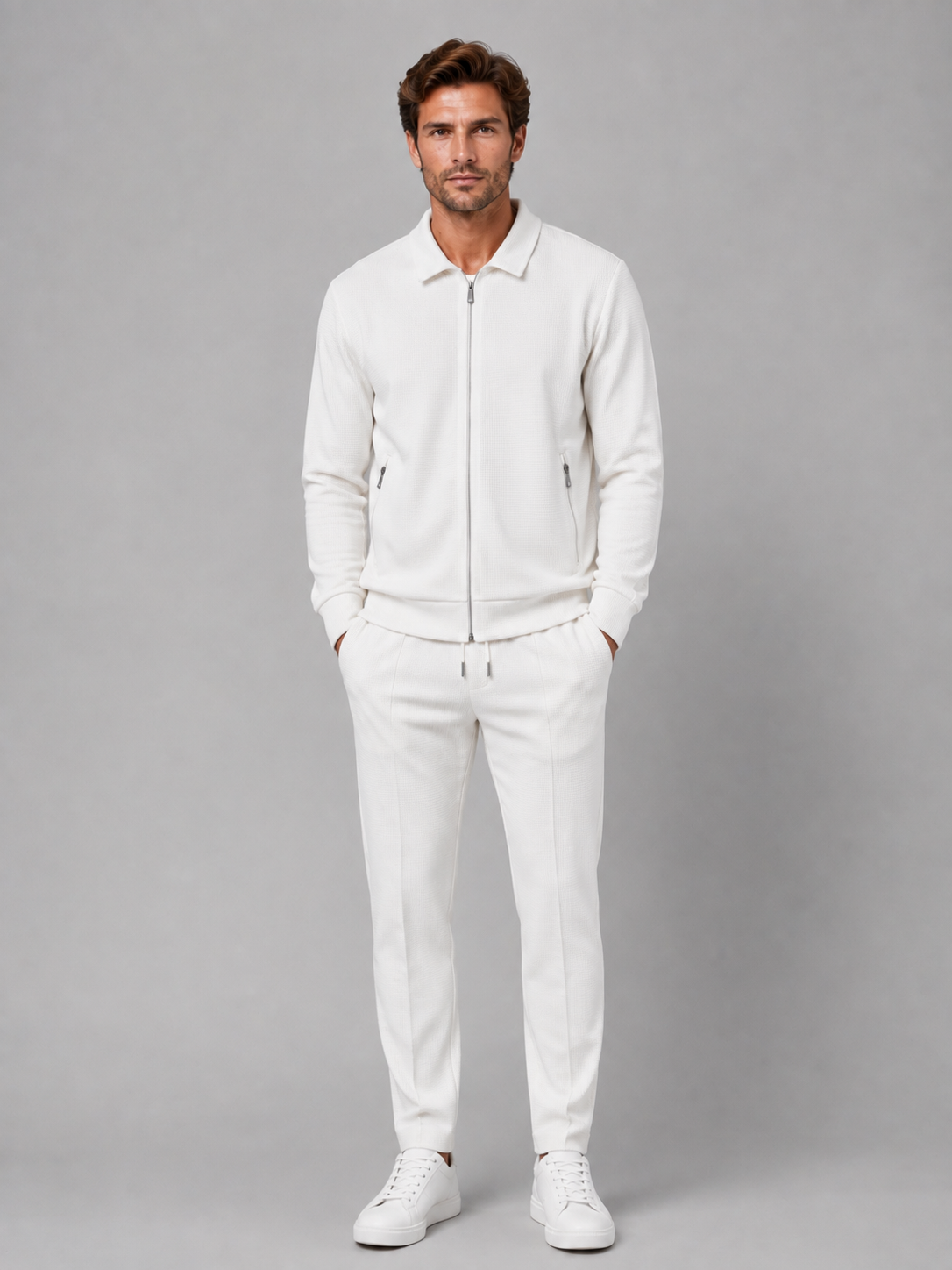 Textured zip jacket trousers set co-ord for men – product image 5