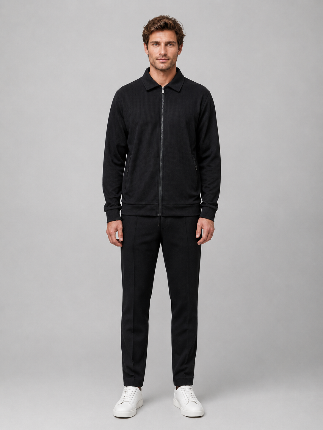 Textured zip jacket trousers set co-ord for men – product image 6