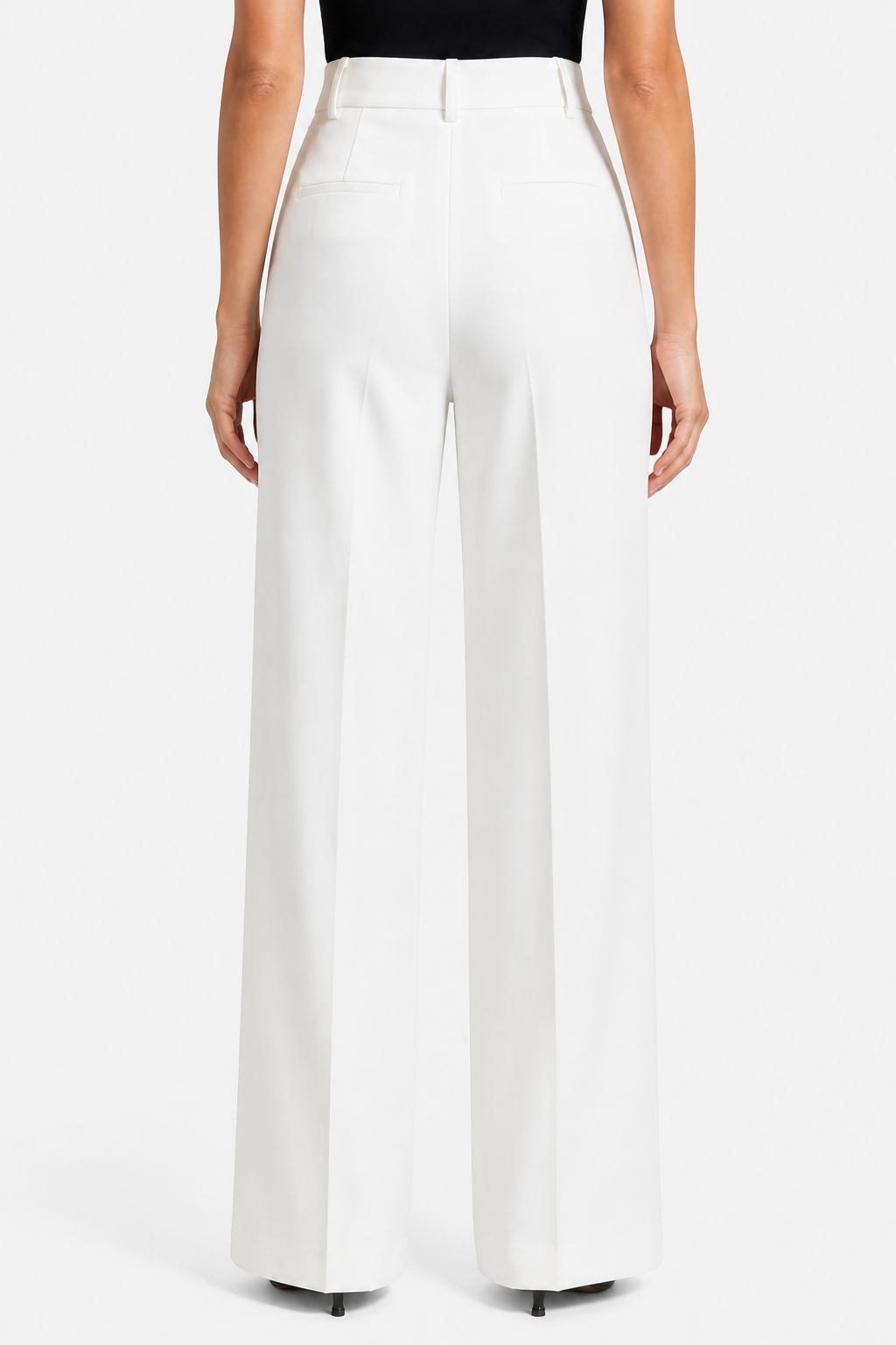 Elozane – Tailored pleats – High-waist wide-leg trousers - White - back