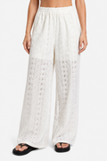 Élodienne – Broderie anglaise grace – Wide-leg trousers - White - front