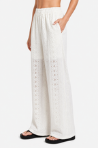 Élodienne – Broderie anglaise grace – Wide-leg trousers - White - side