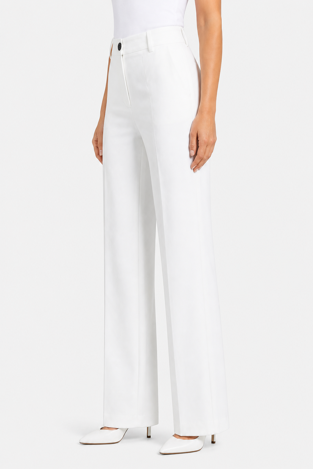 Mirelline – Sleek tailoring – High-waist straight-leg trousers - White - side