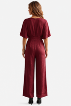 Lunévia – Elegant batwing silhouette – Jumpsuit - Wine red - back