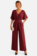 Lunévia – Elegant batwing silhouette – Jumpsuit - Wine red - front
