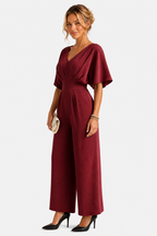 Lunévia – Elegant batwing silhouette – Jumpsuit - Wine red - side right