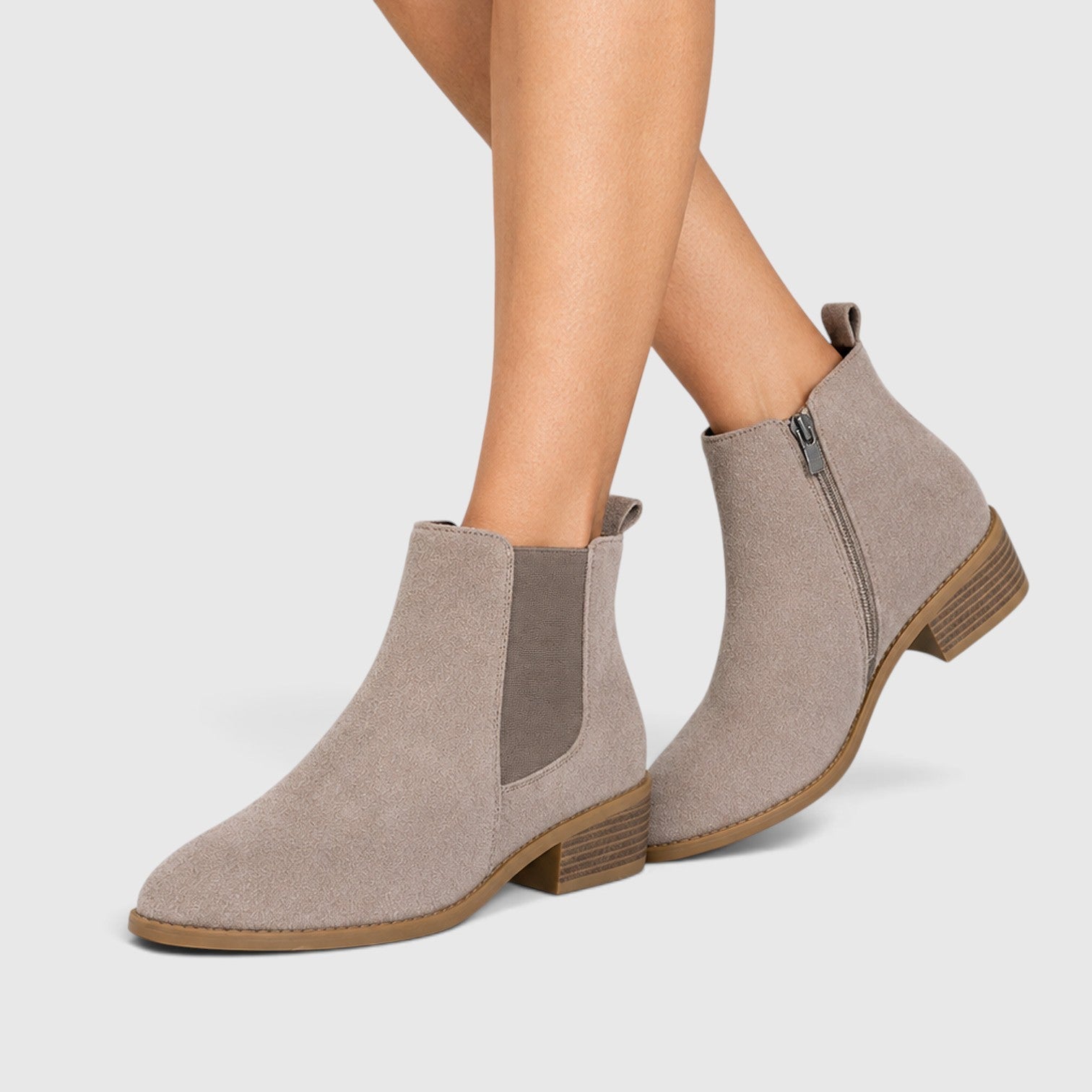 Alternate product view 6 of women's Ankle Boots with side zip block heel design.