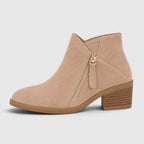 Alternate product view 2 of women's Ankle Boots with side zip low heel design.