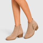 Alternate product view 3 of women's Ankle Boots with side zip low heel design.