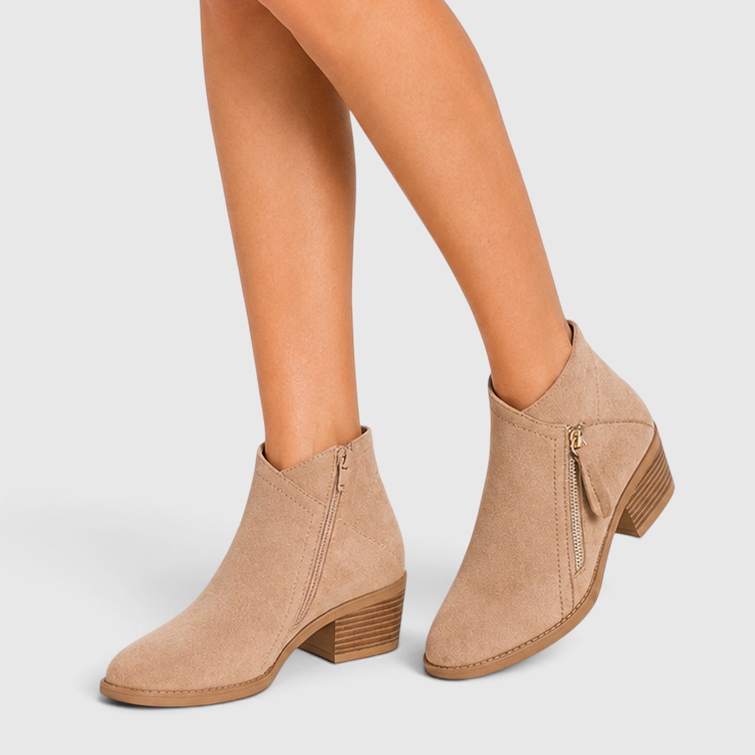 Alternate product view 3 of women's Ankle Boots with side zip low heel design.