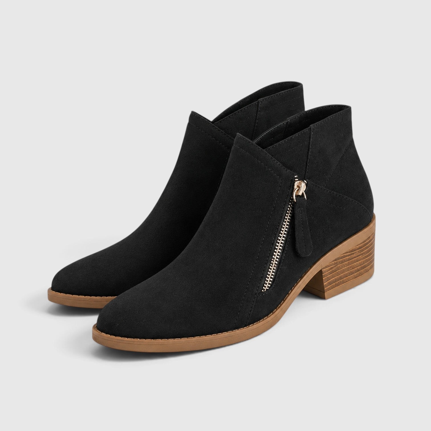 Alternate product view 4 of women's Ankle Boots with side zip low heel design.