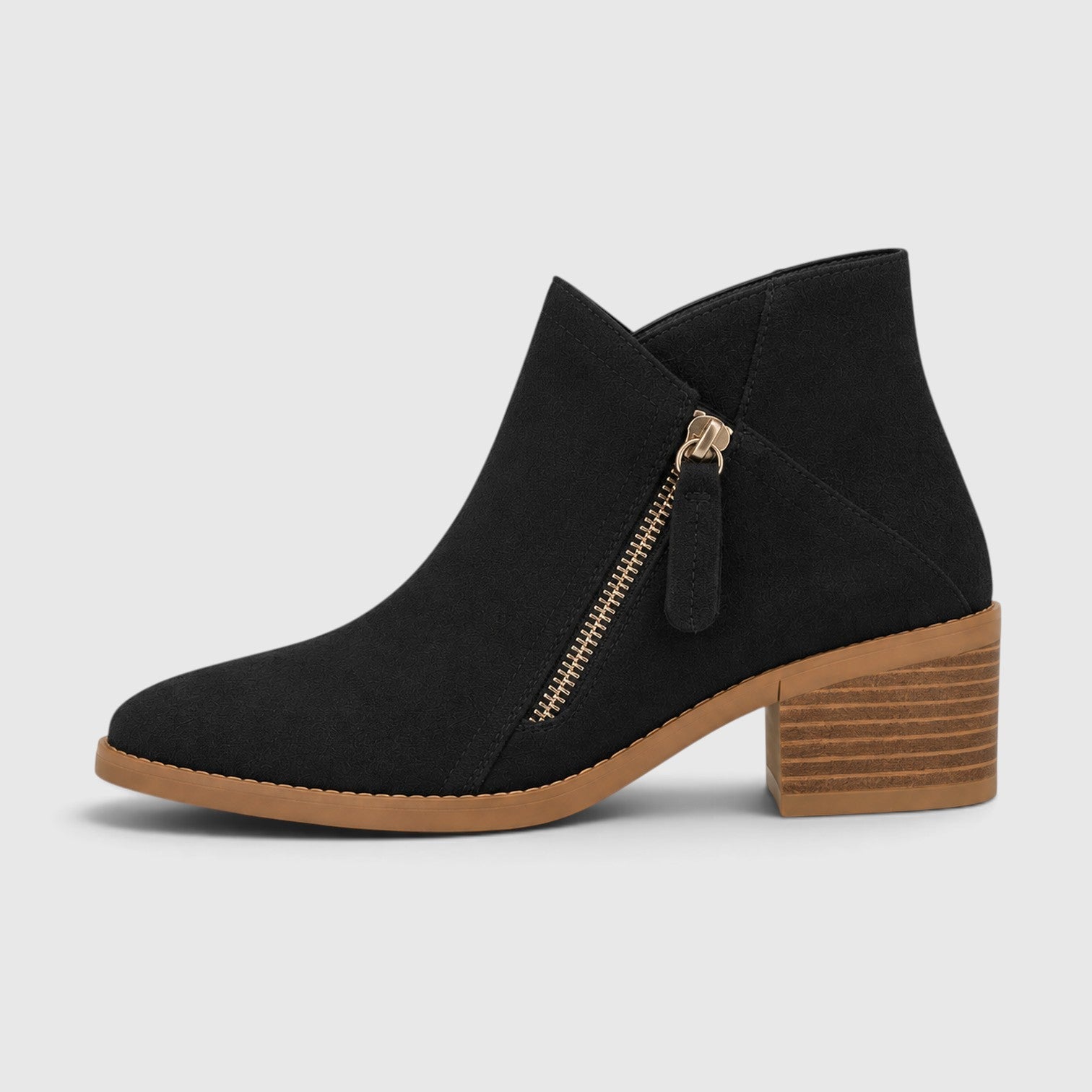 Alternate product view 5 of women's Ankle Boots with side zip low heel design.