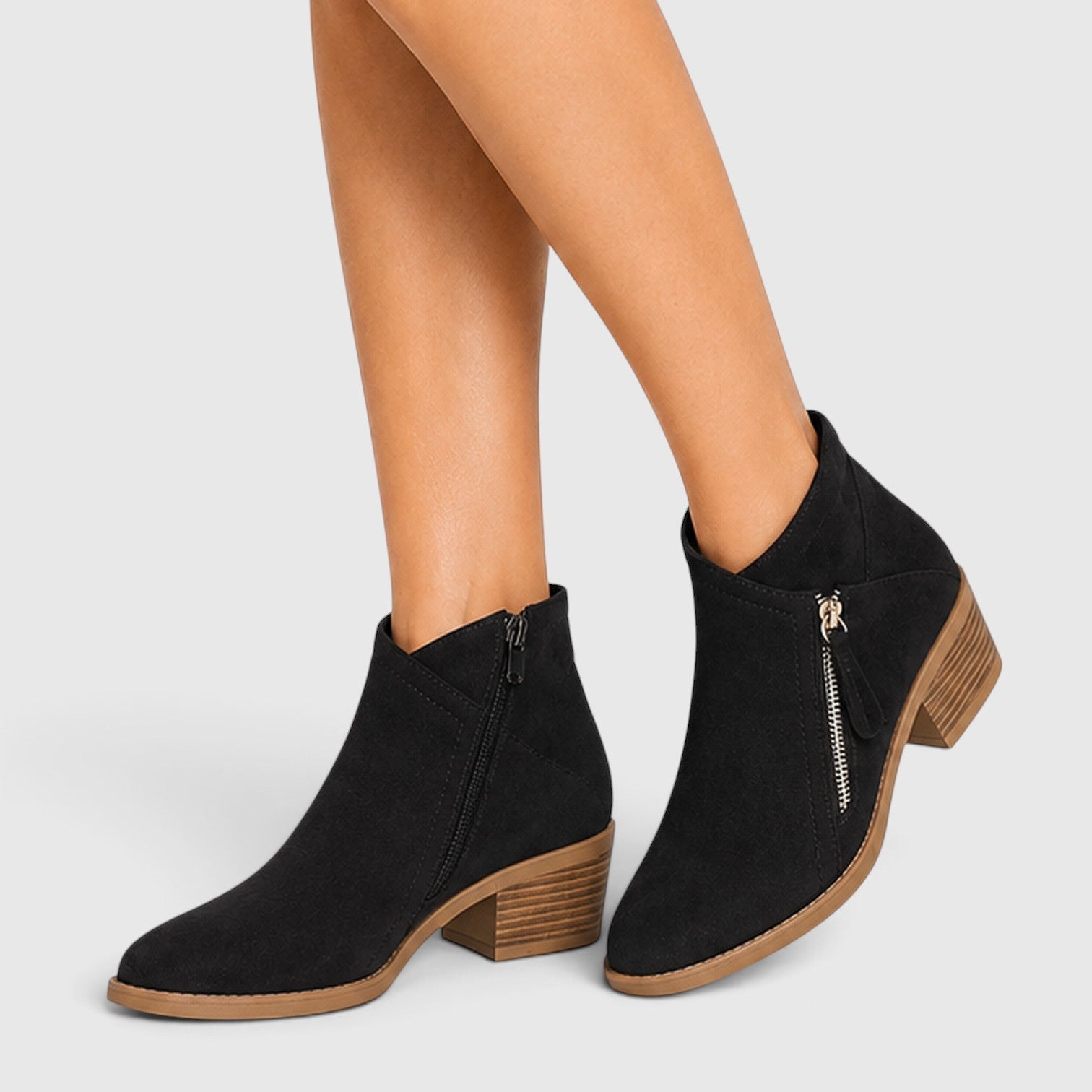 Alternate product view 6 of women's Ankle Boots with side zip low heel design.