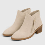Alternate product view 7 of women's Ankle Boots with side zip low heel design.