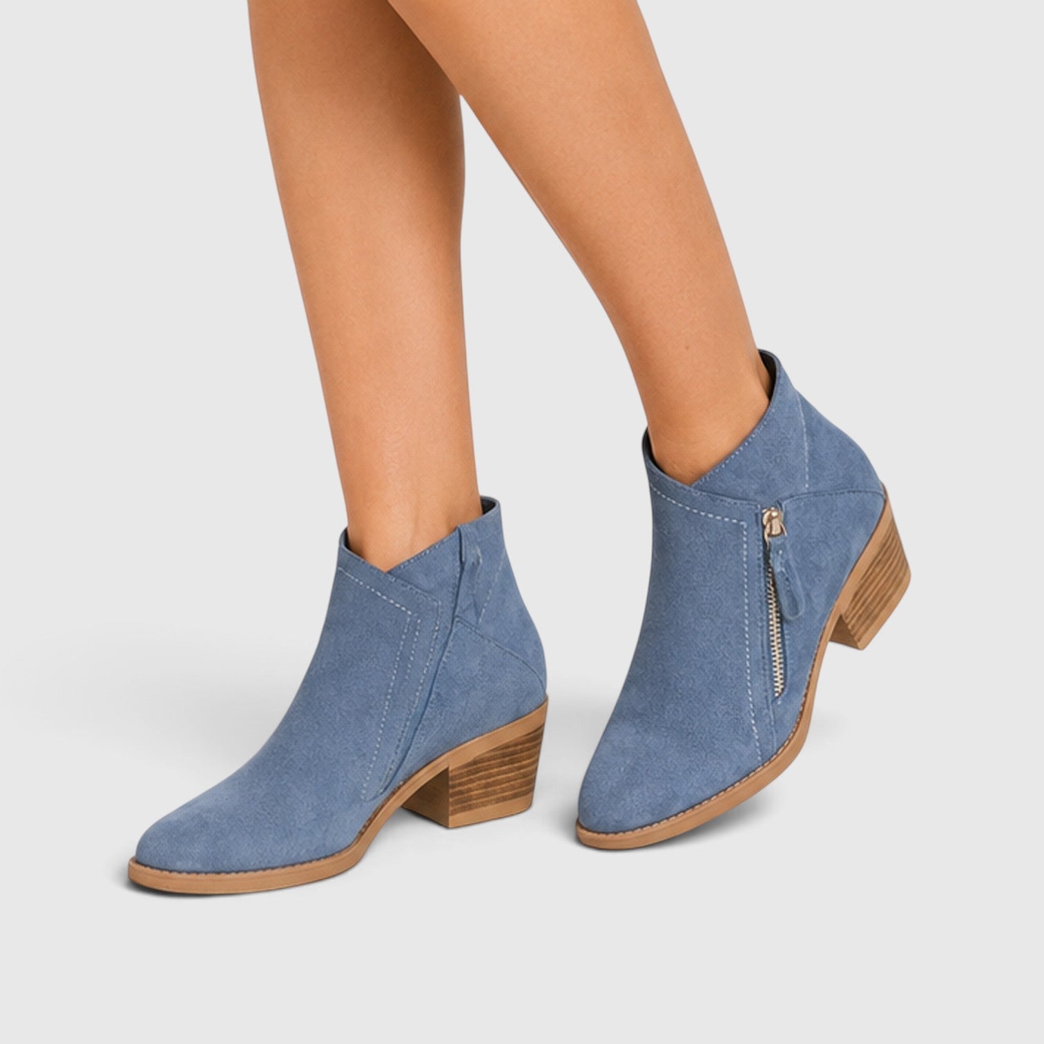 Alternate product view 12 of women's Ankle Boots with side zip low heel design.