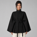 Women's Belted Cape Coat with Stand Collar, view 4 of 5