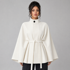 Women's Belted Cape Coat with Stand Collar, view 5 of 5