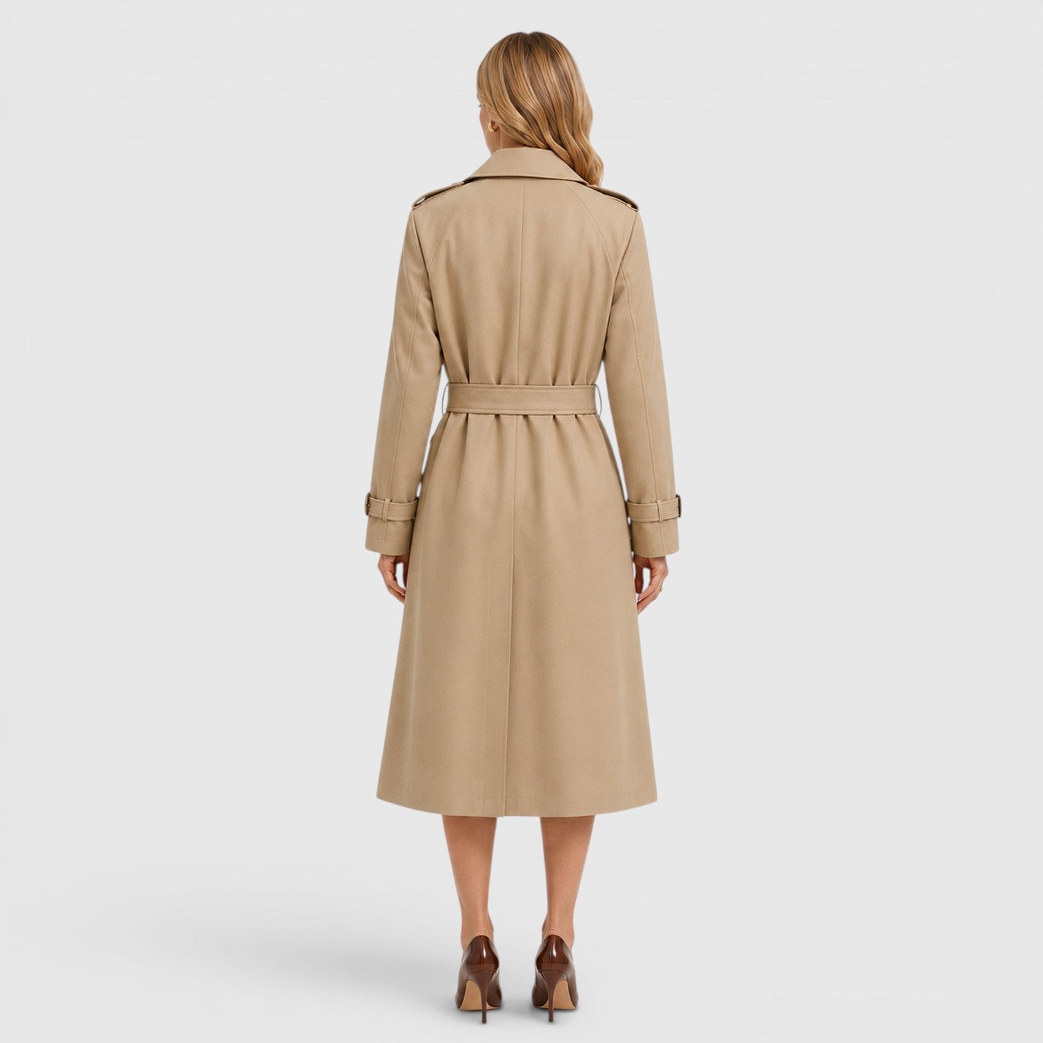Alternate product view 2 of women's Belted Trench Coat with double-breasted classic design.