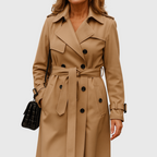 Women's Belted Trench Coat with Double-Breasted Design, view 1 of 11