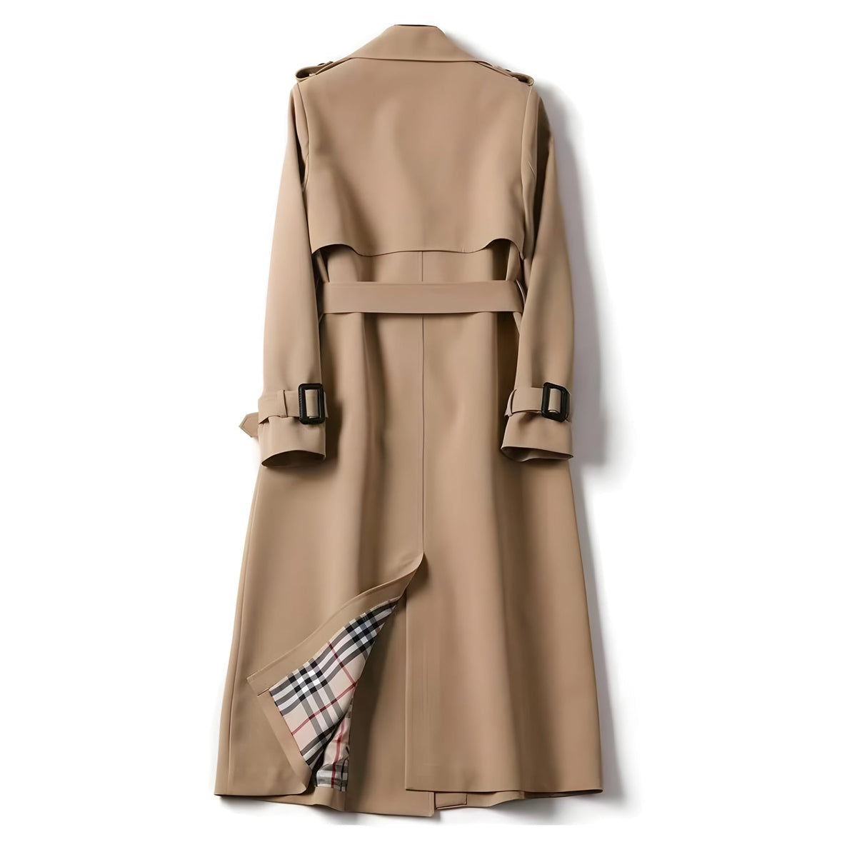 Women's Belted Trench Coat with Double-Breasted Design, view 9 of 11