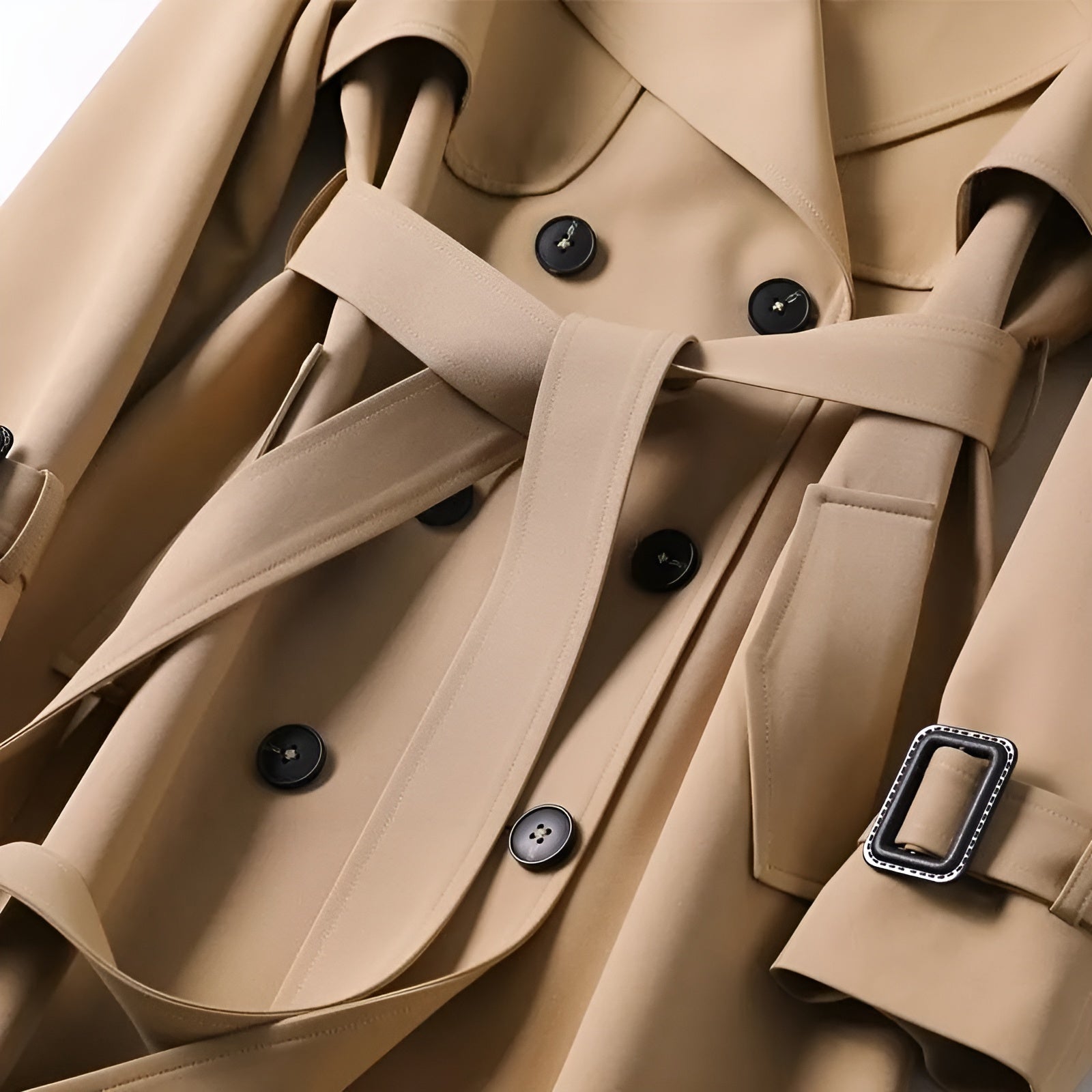 Women's Belted Trench Coat with Double-Breasted Design, view 11 of 11