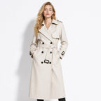 Women's Belted Trench Coat with Double-Breasted Longline, view 1 of 18