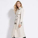 Women's Belted Trench Coat with Double-Breasted Longline, view 4 of 18