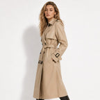 Women's Belted Trench Coat with Double-Breasted Longline, view 7 of 18