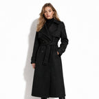 Women's Belted Trench Coat with Double-Breasted Longline, view 10 of 18