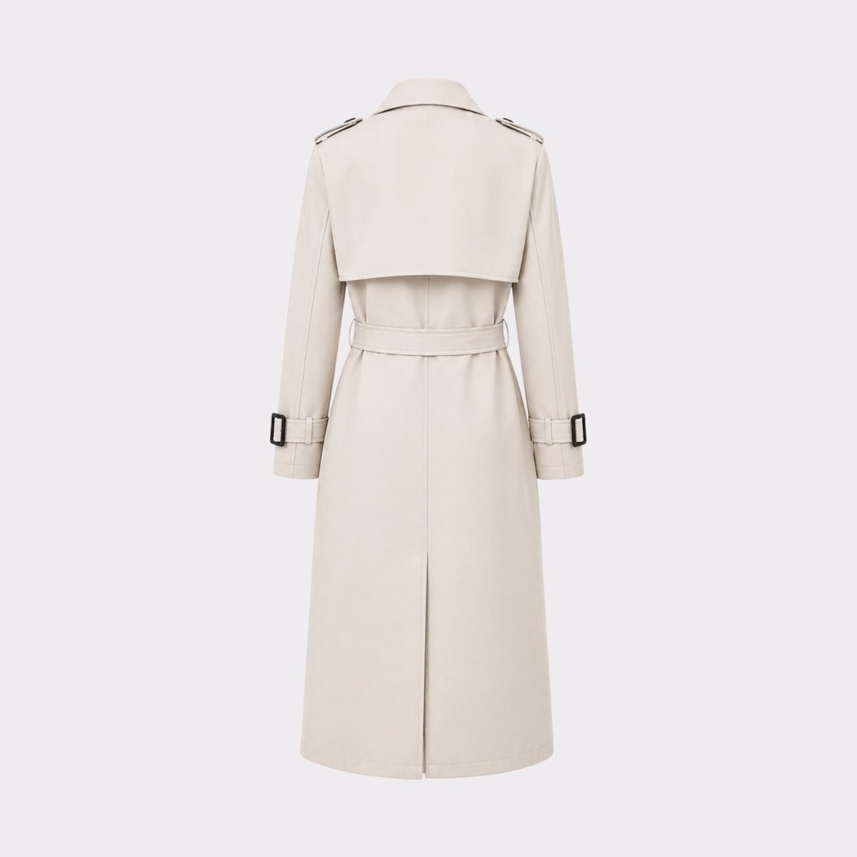 Women's Belted Trench Coat with Double-Breasted Longline, view 11 of 18