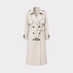 Women's Belted Trench Coat with Double-Breasted Longline, view 12 of 18