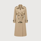 Women's Belted Trench Coat with Double-Breasted Longline, view 13 of 18