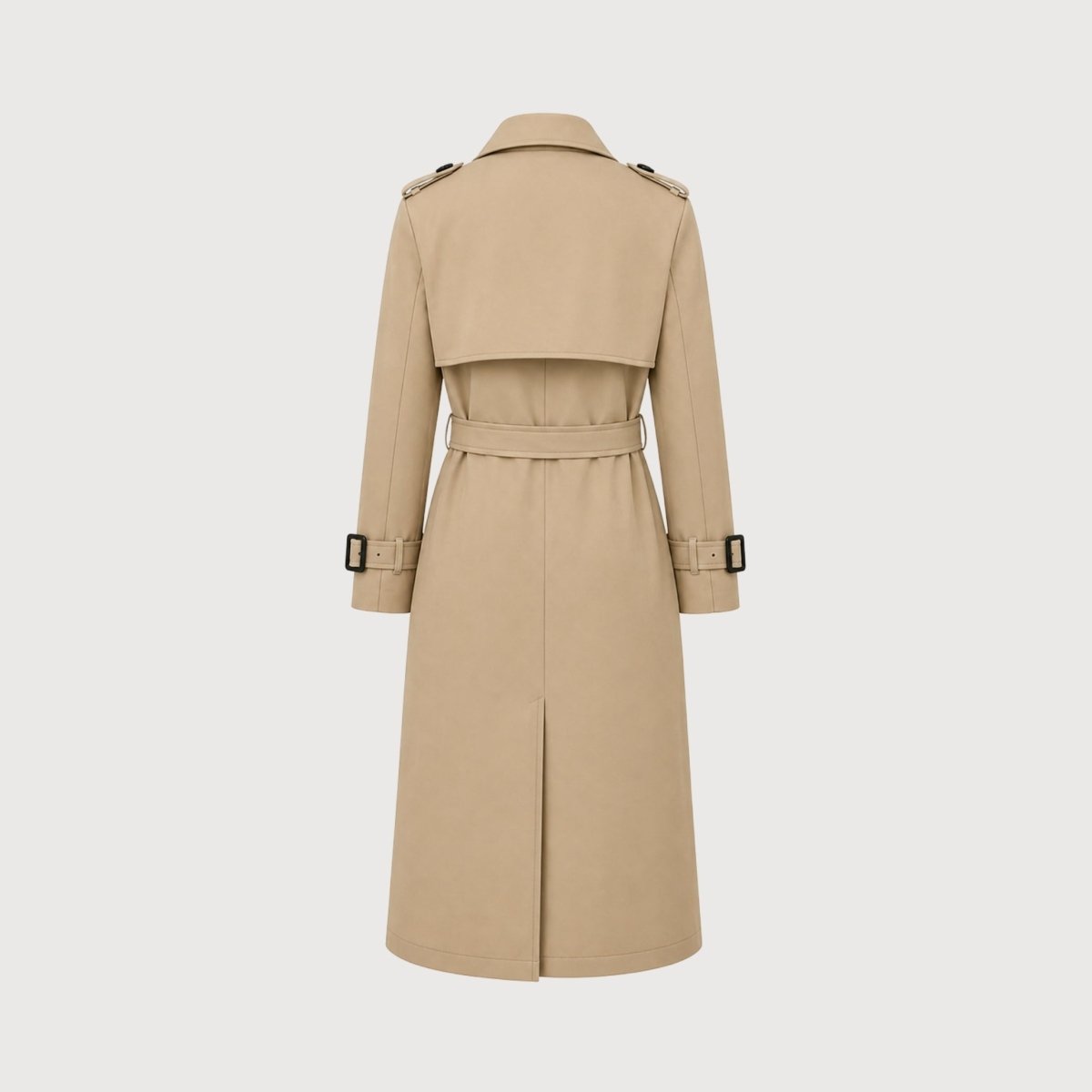 Women's Belted Trench Coat with Double-Breasted Longline, view 14 of 18